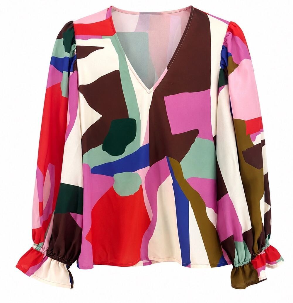 CROSBY by Mollie Burch Rocky Top Blouse - Size XS - Colorful V-Neck Top